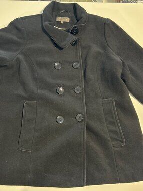 Denver Hayes Black Double-Breasted Pea Coat